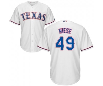 Men's Majestic Texas Rangers #49 Jon Niese Replica White Home Cool Base MLB Jersey