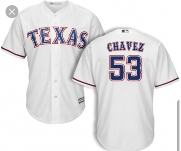 Men's Majestic Texas Rangers #53 chavez Replica White Home Cool Base MLB Jersey