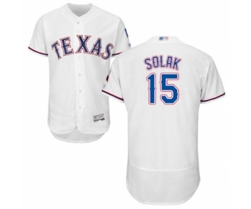 Men's Texas Rangers #15 Nick Solak White Home Flex Base Authentic Collection Baseball Player Jersey