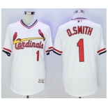 Men St. Louis Cardinals #1 Ozzie Smith Majestic White Flexbase Authentic Cooperstown Collection Player Jersey