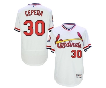 Men St. Louis Cardinals #30 Orlando Cepeda Majestic White Flexbase Authentic Cooperstown Collection Player Jersey
