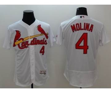 Men St. Louis Cardinals #4 Yadier Molina Majestic white Flexbase Authentic Collection Player Jersey