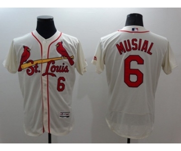 Men St. Louis Cardinals #6 Stan Musial Majestic cream Flexbase Authentic Collection Player Jersey
