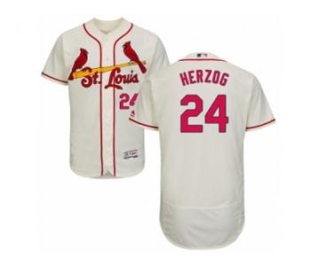Men's Majestic St. Louis Cardinals #24 Whitey Herzog Cream Flexbase Authentic Collection MLB Jersey