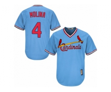 Men's Majestic St. Louis Cardinals #4 Yadier Molina Authentic Light Blue Cooperstown MLB Jersey