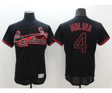 Men's Majestic St. Louis Cardinals #4 Yadier Molina Lights Out Black Flexbase Authentic Collection MLB Jersey