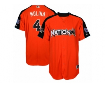 Men's Majestic St. Louis Cardinals #4 Yadier Molina Replica Orange National League 2017 MLB All-Star MLB Jersey