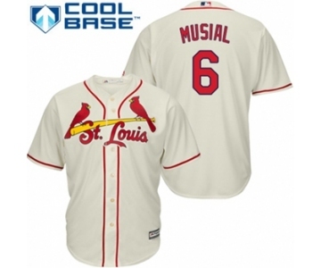 Men's Majestic St. Louis Cardinals #6 Stan Musial Authentic Cream Alternate Cool Base MLB Jersey