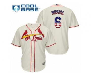 Men's Majestic St. Louis Cardinals #6 Stan Musial Replica Cream USA Flag Fashion MLB Jersey