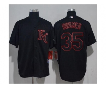 Kansas City Royals #35 Eric Hosmer Black Strip Stitched MLB Jersey