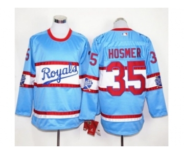 Kansas City Royals #35 Eric Hosmer Light Blue Long Sleeve Stitched MLB Jersey