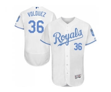 Kansas City Royals #36 Edinson Volquez White Flexbase Authentic Collection 2016 Father's Day Stitched Baseball Jersey