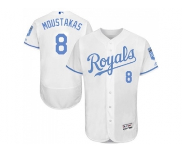 Kansas City Royals #8 Mike Moustakas White Flexbase Authentic Collection 2016 Father's Day Stitched Baseball Jersey