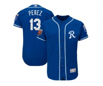 Men Kansas City Royals #13 Salvador Perez Majestic Royal 2018 Spring Training Flex Base Player Jersey