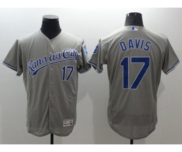 Men Kansas City Royals #17 Wade Davis Majestic grey Flexbase Authentic Collection Player Jersey