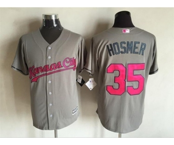Men Kansas City Royals #35 Eric Hosmer Majestic Gray Fashion 2016 Mother's Day Cool Base Jersey