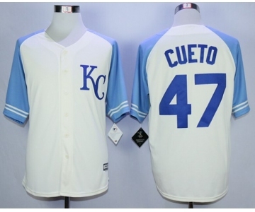 Men Kansas City Royals #47 Johnny Cueto Cream 2016 Official Cool Base Jersey