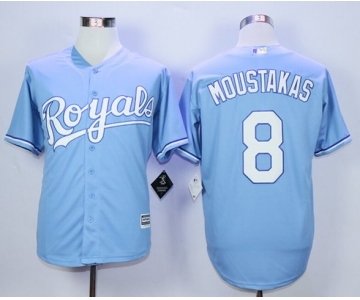 Men Kansas City Royals #8 Mike Moustakas Light Blue 2016 Official Cool Base Jersey