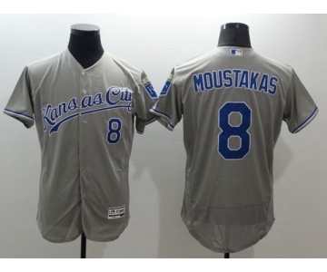 Men Kansas City Royals #8 Mike Moustakas Majestic grey Flexbase Authentic Collection Player Jersey