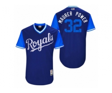 Men's 2017 Little League World Series Royals Brandon Maurer #32 Maurer Power Royal Jersey