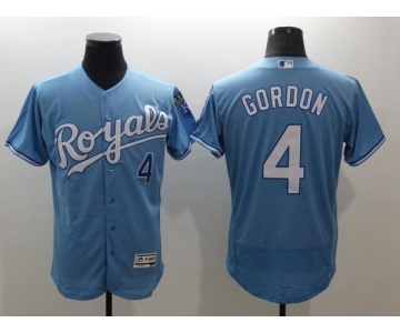 Men's Kansas City Royals #4 Alex Gordon Majestic Light Blue Flexbase Authentic Collection Player Jersey