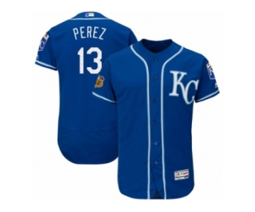 Men's Majestic Kansas City Royals #13 Salvador Perez Royal Blue 2017 Spring Training Authentic Collection Flex Base MLB Jersey