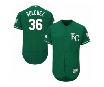 Men's Majestic Kansas City Royals #36 Edinson Volquez Green Celtic Flexbase Authentic Collection MLB Jersey