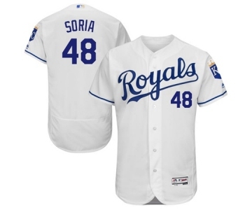 Men's Majestic Kansas City Royals #48 Joakim Soria White Flexbase Authentic Collection MLB Jersey