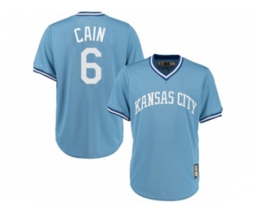 Men's Majestic Kansas City Royals #6 Lorenzo Cain Authentic Light Blue Cooperstown MLB Jersey