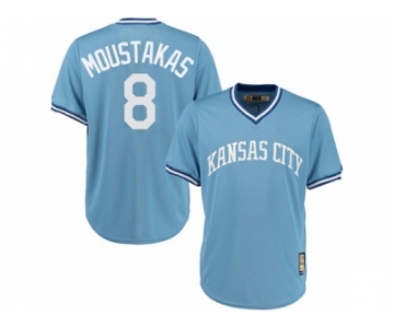Men's Majestic Kansas City Royals #8 Mike Moustakas Replica Light Blue Cooperstown MLB Jersey