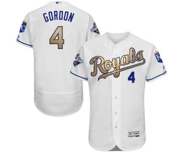 mlb jerseys kansas city royals #4 gordon white world series champions gold