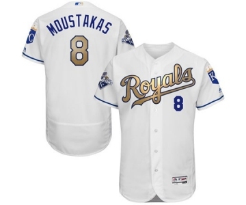 mlb jerseys kansas city royals #8 moustakas white world series champions gold