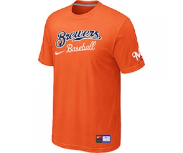 MLB Milwaukee Brewers Orange Nike Short Sleeve Practice T-Shirt