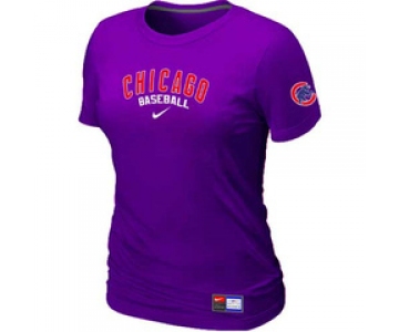 Women MLB Chicago Cubs Nike Purple Short Sleeve Practice T-Shirt