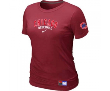 Women MLB Chicago Cubs Nike Red Short Sleeve Practice T-Shirt