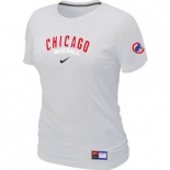 Women MLB Chicago Cubs Nike White Short Sleeve Practice T-Shirt