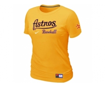 Women MLB Houston Astros Yellow Nike Short Sleeve Practice T-Shirt