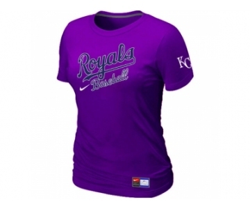 Women MLB Kansas City Royals Purple Nike Short Sleeve Practice T-Shirt