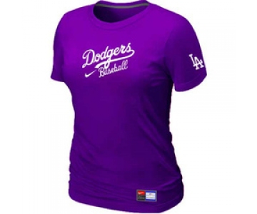 Women MLB Los Angeles Dodgers Nike Purple Short Sleeve Practice T-Shirt