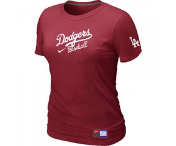 Women MLB Los Angeles Dodgers Nike Red Short Sleeve Practice T-Shirt