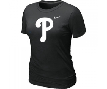 Women MLB Philadelphia Phillies Heathered Black Nike Blended T-Shirt