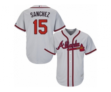 Atlanta Braves #15 Tony Sanchez Replica Grey Road Cool Base MLB Jersey