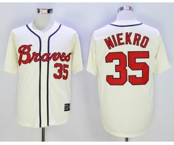 Atlanta Braves #35 Phil Niekro Cream Throwback Stitched MLB Jersey