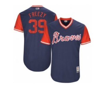 Men's 2017 Little League World Series Braves #39 Sam Freeman Freezy Navy Jersey