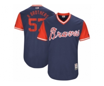 Men's 2017 Little League World Series Braves Rex Brothers #57 R Brothers Navy Jersey