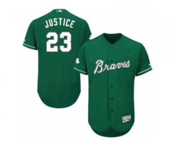 Men's Majestic Atlanta Braves #23 David Justice Green Celtic Flexbase Authentic Collection MLB Jersey