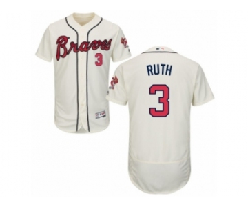 Men's Majestic Atlanta Braves #3 Babe Ruth Cream Flexbase Authentic Collection MLB Jersey
