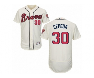 Men's Majestic Atlanta Braves #30 Orlando Cepeda Cream Flexbase Authentic Collection MLB Jersey
