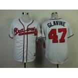 mlb jerseys atlanta braves #47 glavine white[75 th]