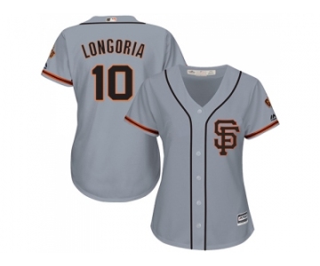 Women San Francisco Giants #10 Evan Longoria Grey Road 2 Stitched Baseball Jersey
